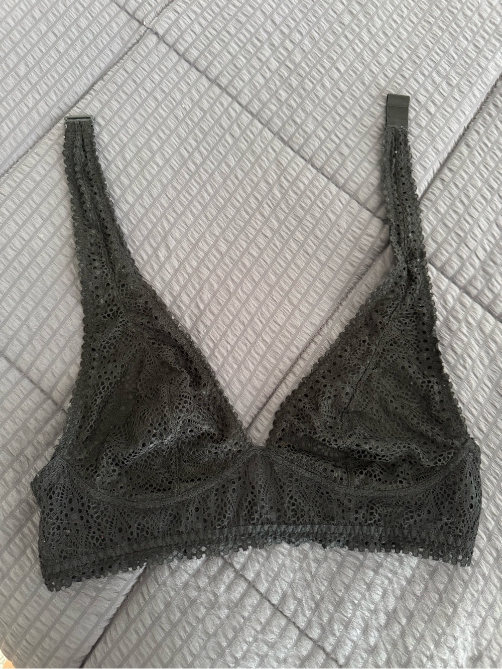 Lace Triangle Bralette - Black